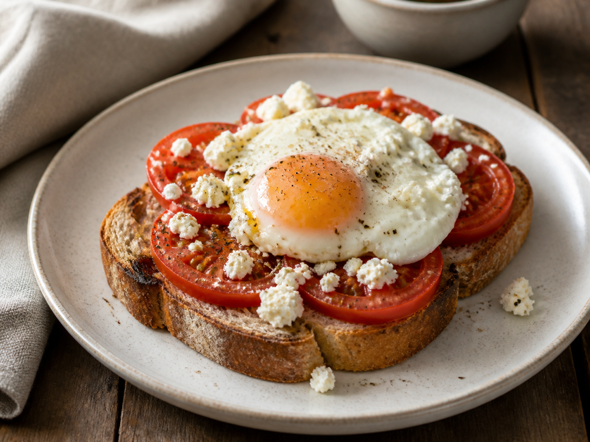 Tomato Feta Egg Toast